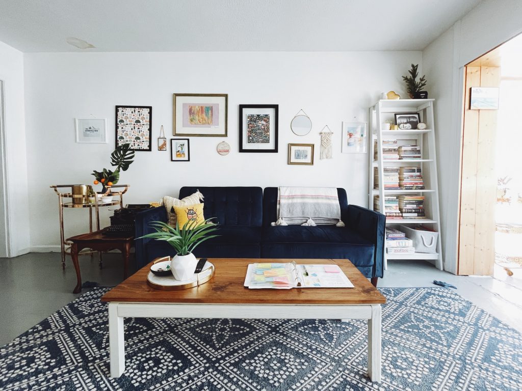 Living room of a design space in Paris
